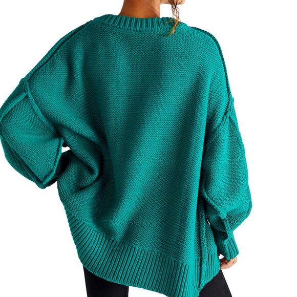 Free People Alli V-Neck Sweater in Forest Green Worn Once Like New Size XL - Picture 5 of 5